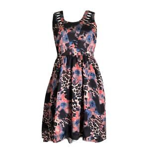 Bluejuice Small Y2K Dress Cutouts Floral Animal Print Coral Blue Black #4190